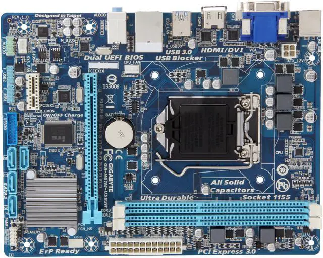 Alt view image 3 of 5 - GIGABYTE GA-H61M-USB3H LGA 1155 Intel H61 HDMI USB 3.0 Micro ATX Intel Motherboard with UEFI BIOS
