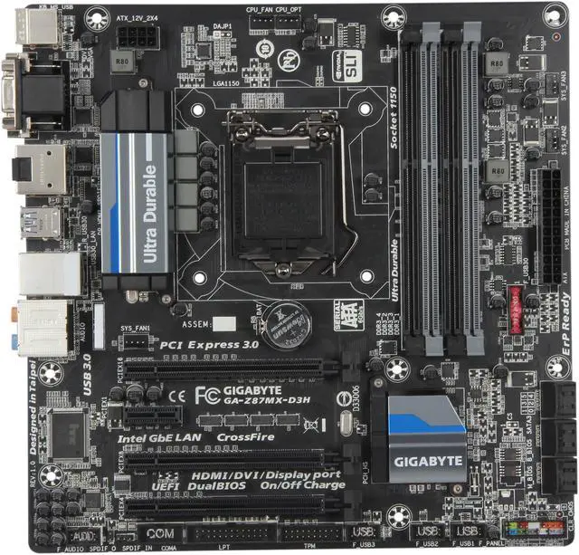 Alt view image 3 of 5 - GIGABYTE GA-Z87MX-D3H LGA 1150 Intel Z87 HDMI USB 3.0 Micro ATX Intel Motherboard
