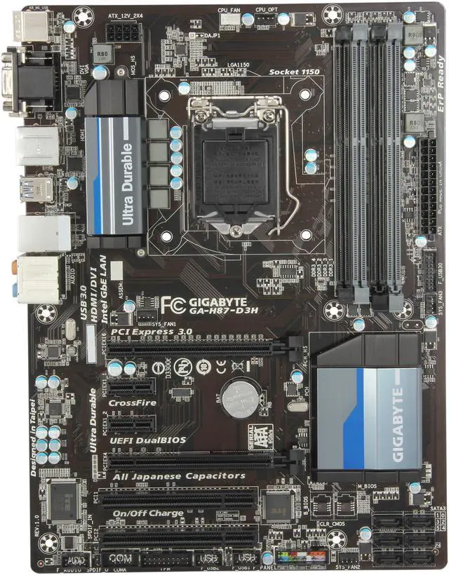 Alt view image 3 of 5 - GIGABYTE GA-H87-D3H LGA 1150 Intel H87 HDMI USB 3.0 ATX Intel Motherboard