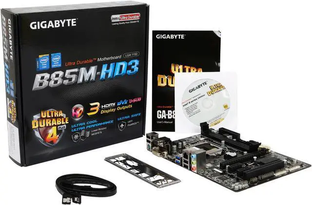 Alt view image 5 of 5 - GIGABYTE GA-B85M-HD3 LGA 1150 Intel B85 HDMI USB 3.0 Micro ATX Intel Motherboard