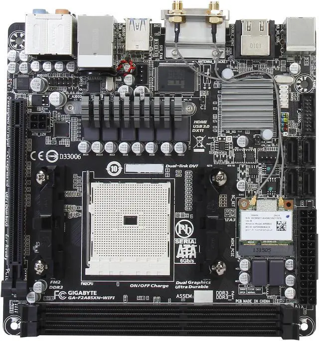 Alt view image 2 of 3 - GIGABYTE GA-F2A85XN-WIFI FM2 AMD A85X (Hudson D4) USB 3.0 HDMI Mini ITX AMD Motherboard