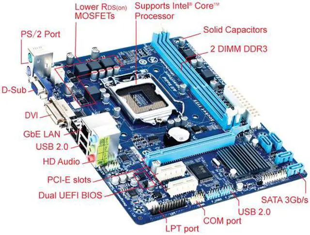Alt view image 4 of 5 - Gigabyte Ultra Durable 4 Classic GA-H61M-DS2 DVI Desktop Motherboard - Intel H61 Express Chipset - Socket H2 LGA-1155