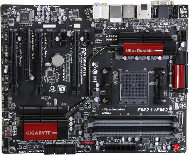 Alt view image 3 of 5 - GIGABYTE GA-F2A88X-UP4 FM2+ / FM2 AMD A88X (Bolton D4) USB 3.0 HDMI ATX AMD Motherboard