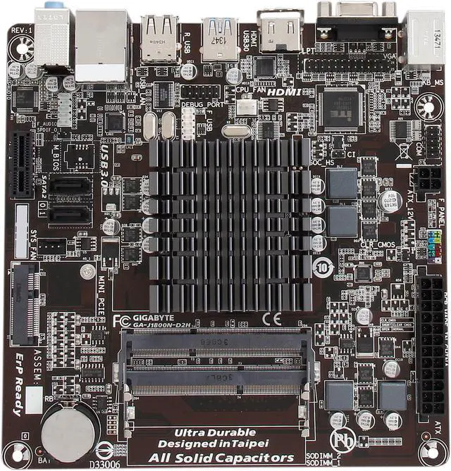 Alt view image 3 of 5 - GIGABYTE GA-J1800N-D2H Intel Dual-Core Celeron J1800 SoC (2.41 GHz) Mini ITX Motherboard / CPU / VGA Combo