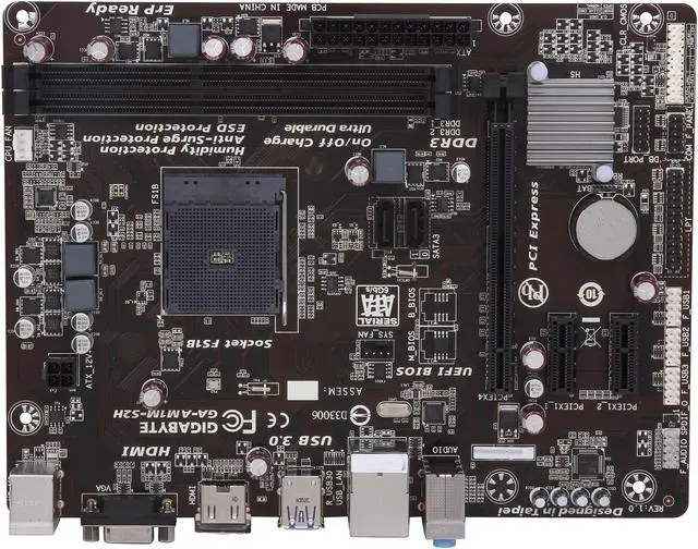 Alt view image 4 of 5 - GIGABYTE GA-AM1M-S2H AM1 USB 3.0 HDMI Micro ATX AMD Motherboard