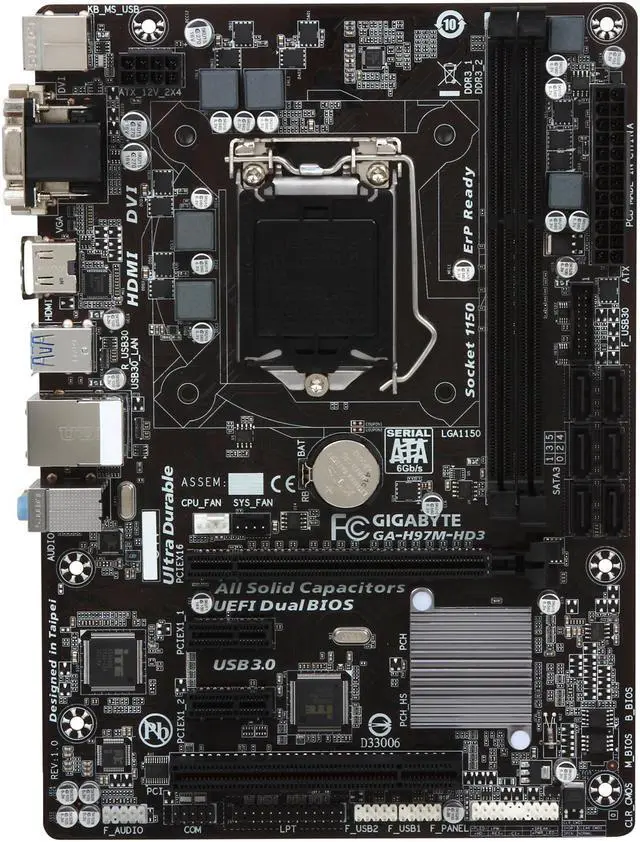Alt view image 3 of 5 - GIGABYTE GA-H97M-HD3 LGA 1150 Intel H97 HDMI USB 3.0 Micro ATX Intel Motherboard