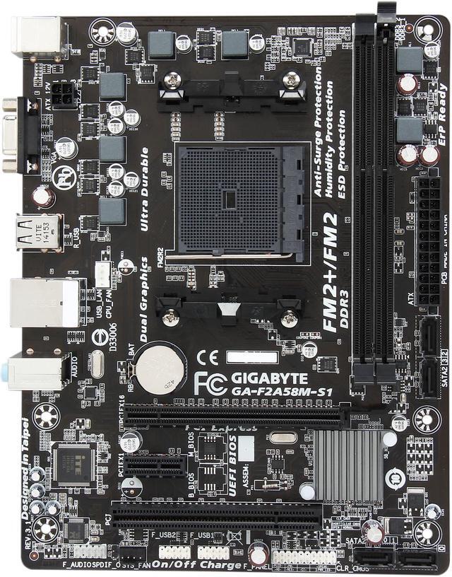 Alt view image 3 of 5 - GA-F2A58M-S1 FM2+ AMD A58 (Bolton D2) Micro ATX AMD Motherboard