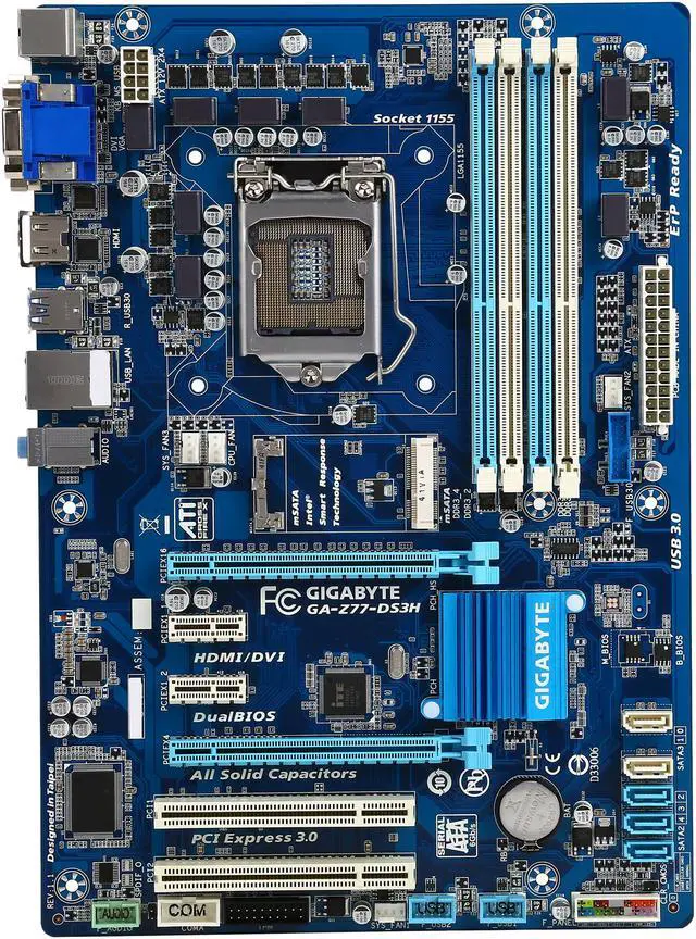 Alt view image 3 of 5 - GIGABYTE GA-Z77-DS3H LGA 1155 Intel Z77 HDMI USB 3.0 ATX Intel Motherboard