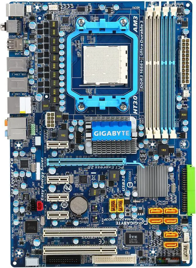 Alt view image 3 of 5 - GIGABYTE GA-MA770T-UD3P AM3 AMD 770 ATX AMD Motherboard