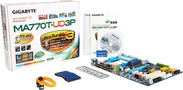 Alt view image 5 of 5 - GIGABYTE GA-MA770T-UD3P AM3 AMD 770 ATX AMD Motherboard