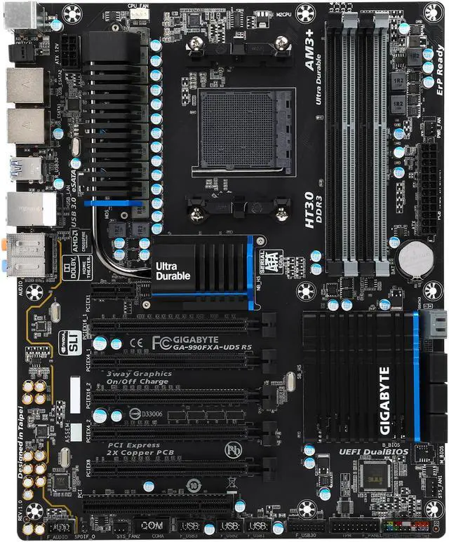 Alt view image 3 of 5 - GIGABYTE GA-990FXA-UD5 R5 (rev. 1.0) AM3+ AMD 990FX USB 3.0 ATX AMD Motherboard