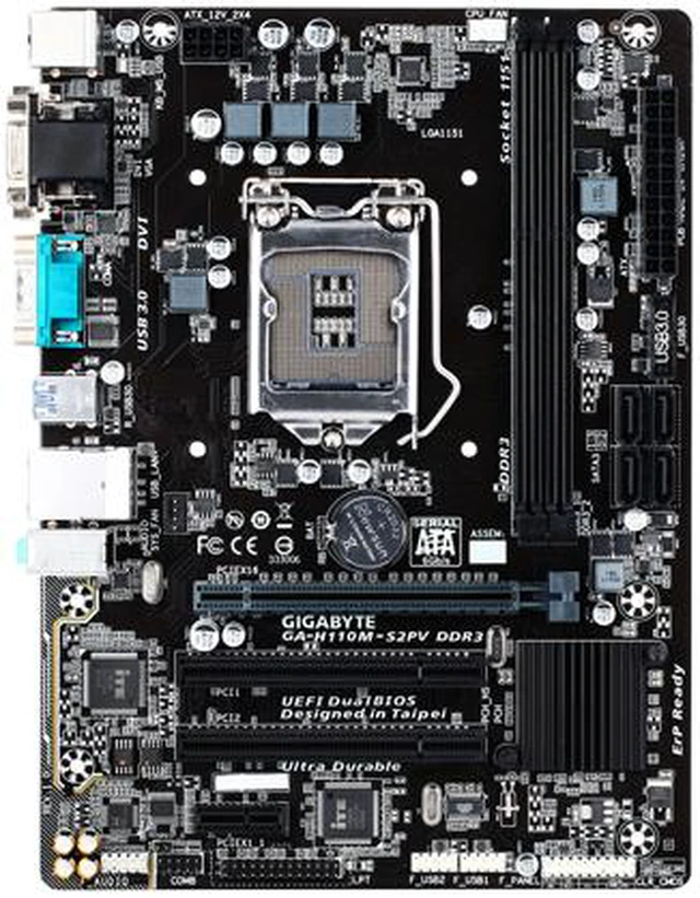 Alt view image 3 of 7 - GIGABYTE GA-H110M-S2PV DDR3 (rev. 1.0) LGA 1151 Intel H110 USB 3.0 Micro ATX Intel Motherboard