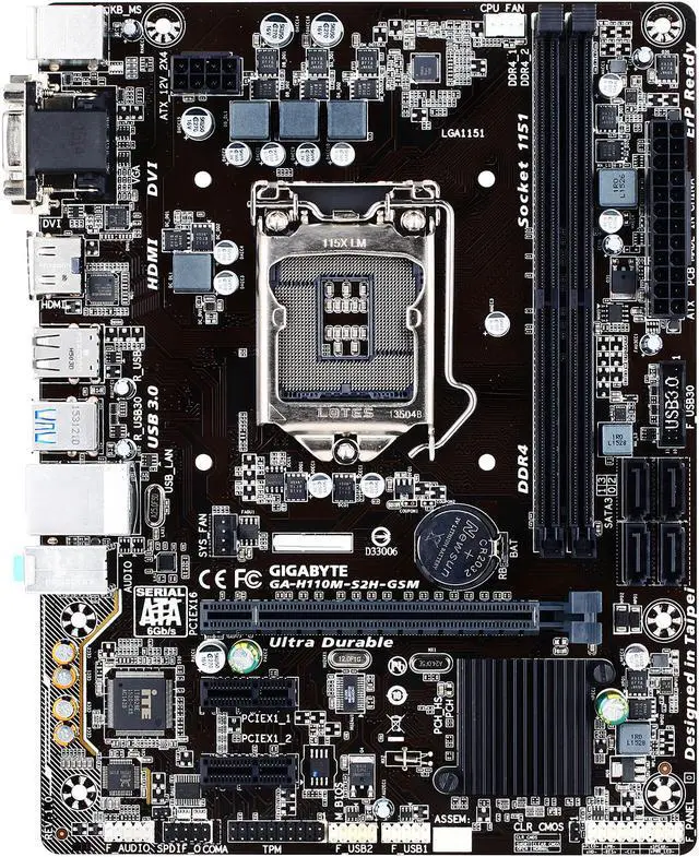 Alt view image 4 of 8 - GIGABYTE GA-H110M-S2H-GSM (rev. 1.0) LGA 1151 Intel H110 HDMI USB 3.0 Micro ATX Intel Motherboard
