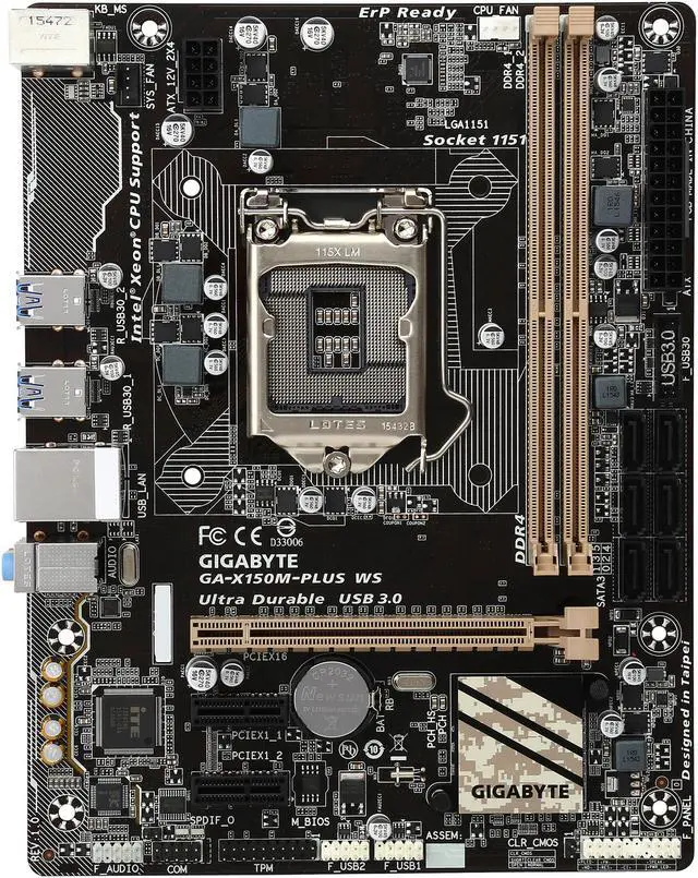 Alt view image 3 of 5 - GIGABYTE GA-X150M-PLUS WS (rev. 1.0) LGA 1151 Intel C232 USB 3.0 Micro ATX Intel Motherboard