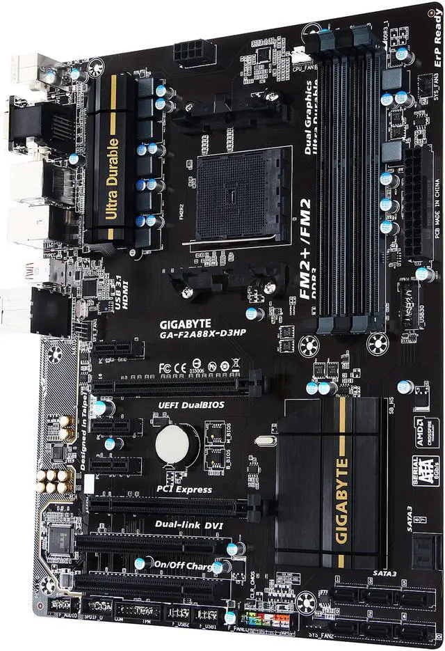 Alt view image 3 of 7 - GIGABYTE GA-F2A88X-D3HP (rev. 1.0) FM2+ AMD A88X (Bolton D4) USB 3.1 USB 3.0 HDMI ATX AMD Motherboard