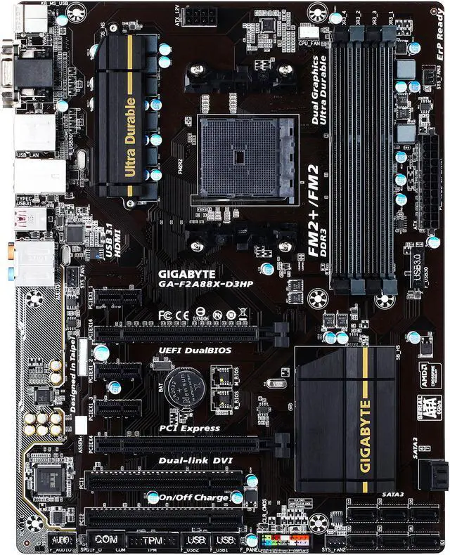 Alt view image 4 of 7 - GIGABYTE GA-F2A88X-D3HP (rev. 1.0) FM2+ AMD A88X (Bolton D4) USB 3.1 USB 3.0 HDMI ATX AMD Motherboard