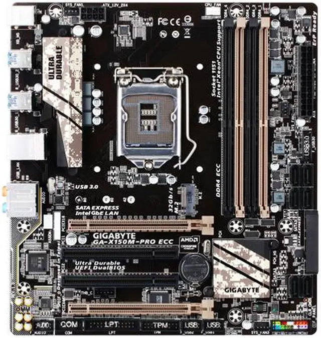 Alt view image 2 of 6 - GIGABYTE GA-X150M-PRO ECC (rev. 1.0) LGA 1151 Intel C232 USB 3.0 Micro ATX Intel Motherboard