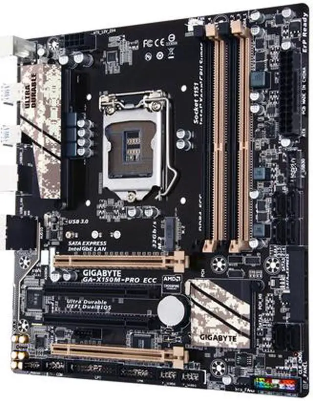 Alt view image 3 of 6 - GIGABYTE GA-X150M-PRO ECC (rev. 1.0) LGA 1151 Intel C232 USB 3.0 Micro ATX Intel Motherboard