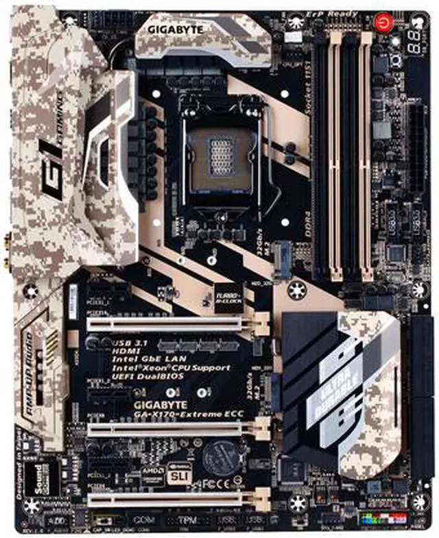 Alt view image 3 of 6 - GIGABYTE GA-X170-EXTREME ECC (rev. 1.0) LGA 1151 Intel C236 HDMI USB 3.1 USB 3.0 ATX Intel Motherboard