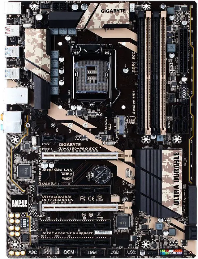 Alt view image 4 of 6 - GIGABYTE GA-X150-PRO ECC (rev. 1.0) LGA 1151 Intel C232 USB 3.1 USB 3.0 ATX Intel Motherboard
