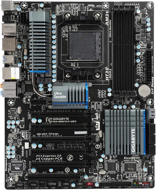 Alt view image 3 of 5 - GIGABYTE GA-990FXA-UD5 AM3+ AMD 990FX USB 3.0 ATX Motherboards - AMD