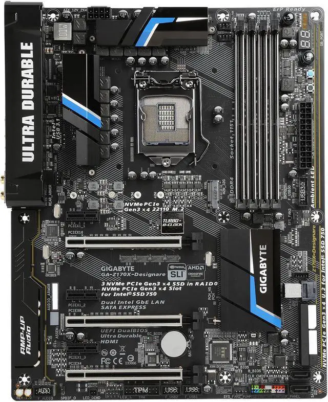 Alt view image 4 of 5 - GIGABYTE GA-Z170X-Designare (rev. 1.0) LGA 1151 Intel Z170 HDMI USB 3.1 USB 3.0 ATX Motherboards - Intel