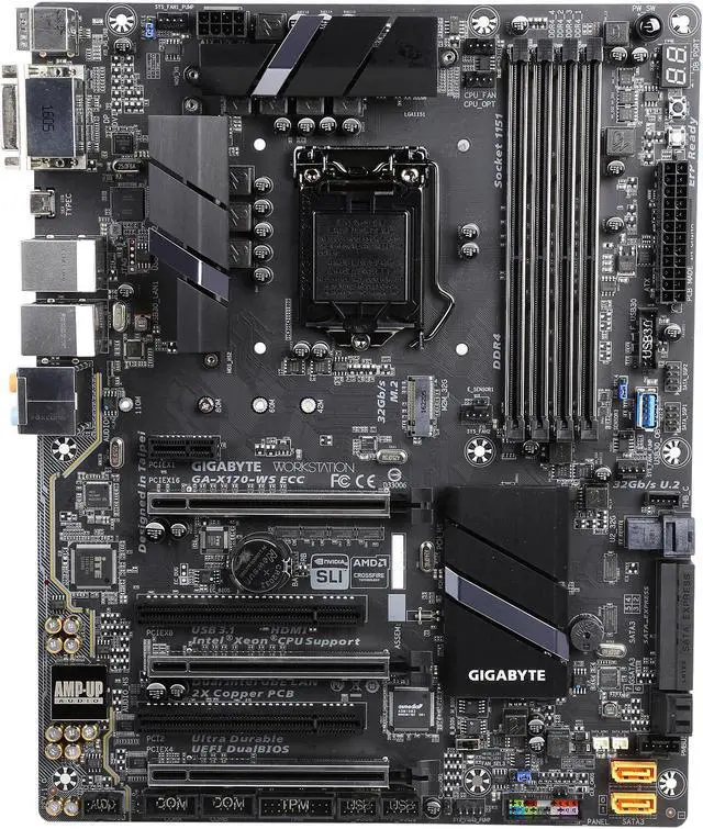 Alt view image 3 of 5 - GIGABYTE GA-X170-WS ECC (rev. 1.0) LGA 1151 Intel C236 USB 3.1 USB 3.0 ATX Motherboards - Intel