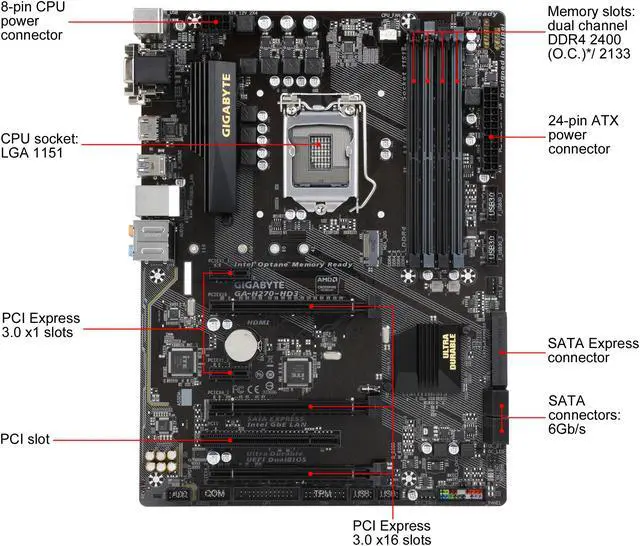 Alt view image 3 of 5 - GIGABYTE GA-H270-HD3 (rev. 1.0) LGA 1151 Intel H270 HDMI USB 3.1 ATX Motherboards - Intel