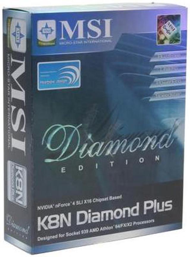 Alt view image 6 of 6 - MSI K8N Diamond Plus 939 NVIDIA nForce4 SLI X16 ATX AMD Motherboard