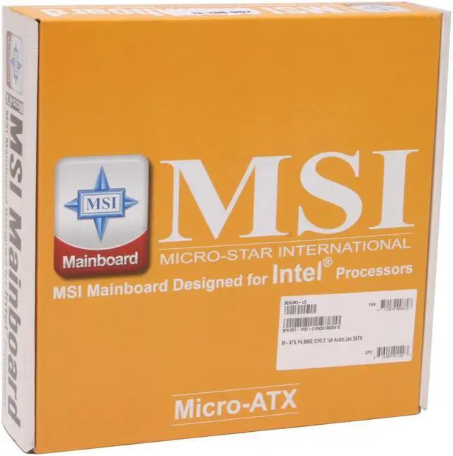 Alt view image 6 of 6 - MSI 865GM3-LS Socket 478 Intel 865G Micro ATX Intel Motherboard