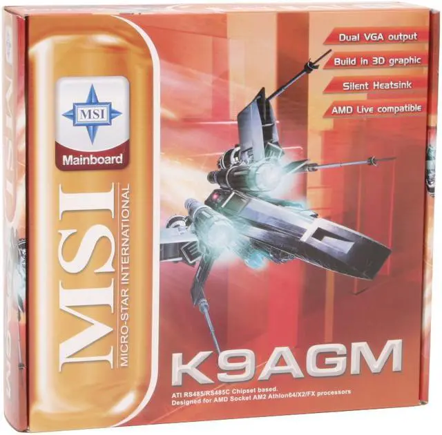Alt view image 7 of 7 - MSI K9AGM-FID AM2 ATI Radeon Xpress 1150 Micro ATX AMD Motherboard