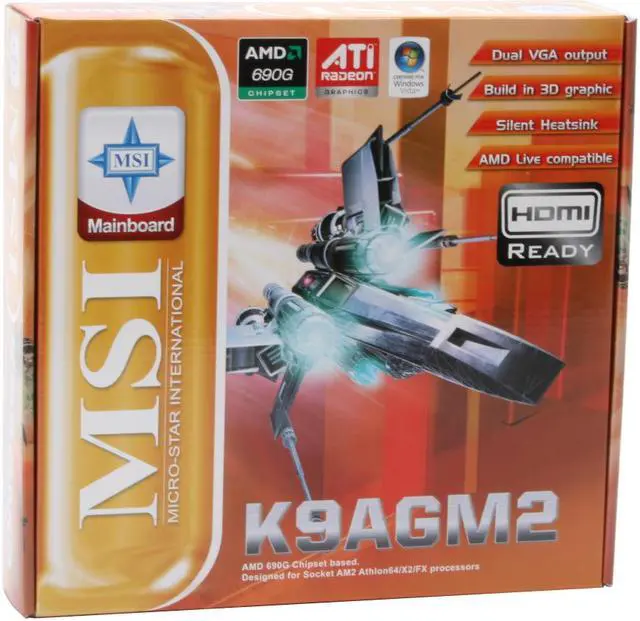 Alt view image 7 of 7 - MSI K9AGM2-FIH AM2 AMD 690G HDMI Micro ATX AMD Motherboard