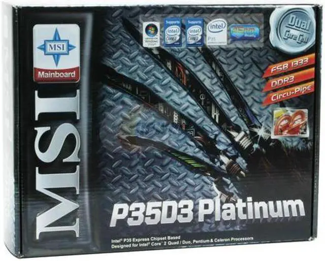 Alt view image 7 of 7 - MSI P35D3 Platinum LGA 775 Intel P35 ATX Intel Motherboard