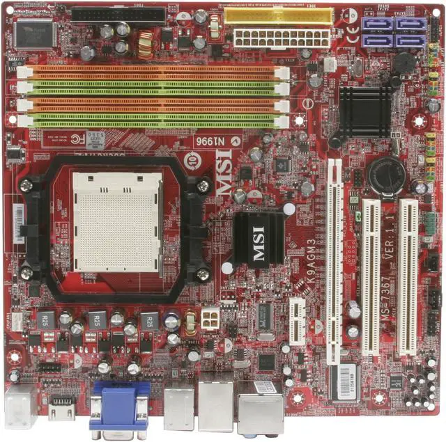 Alt view image 3 of 7 - MSI K9AGM3-FIH AM2 AMD 690G HDMI Micro ATX AMD Motherboard