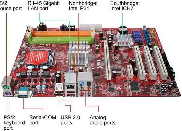 Alt view image 2 of 7 - MSI P31 Neo-F LGA 775 Intel P31 ATX Intel Motherboard