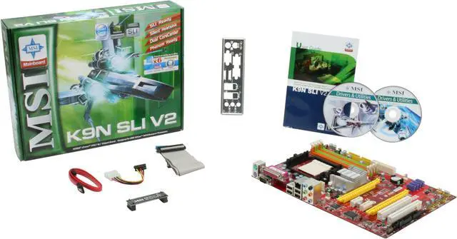 Alt view image 5 of 5 - MSI K9N SLI-F V.2 AM2+/AM2 NVIDIA nForce 570LT ATX AMD Motherboard