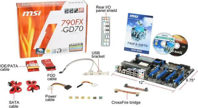 Alt view image 5 of 5 - MSI 790FX-GD70 AM3 AMD 790FX ATX AMD Motherboard