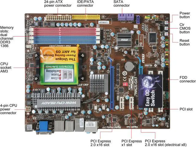 Alt view image 3 of 5 - MSI 790GX-G65 AM3 AMD 790GX HDMI ATX AMD Motherboard