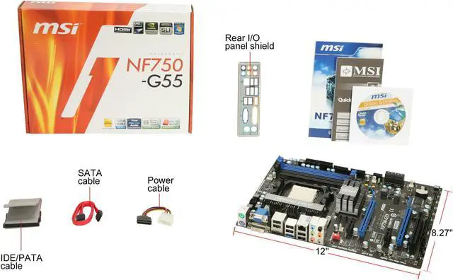 Alt view image 11 of 11 - MSI NF750-G55 AM3 NVIDIA nForce 750a SLI HDMI ATX AMD Motherboard