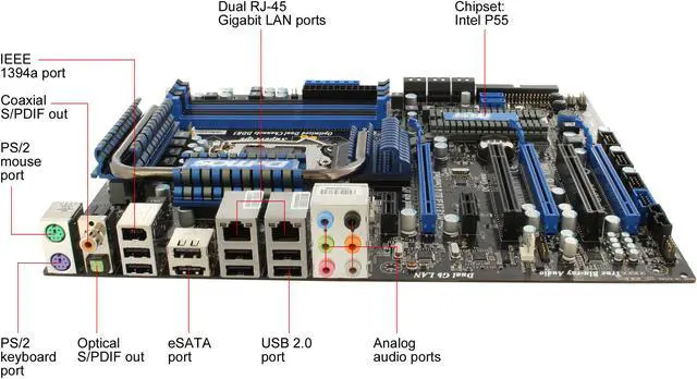 Alt view image 8 of 11 - MSI P55-GD80 LGA 1156 Intel P55 ATX Intel Motherboard