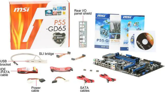 Alt view image 11 of 11 - MSI P55-GD65 LGA 1156 Intel P55 ATX Intel Motherboard