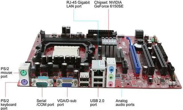 Alt view image 8 of 11 - MSI K9N6PGM2-V2 AM3/AM2+/AM2 NVIDIA GeForce 6150SE Micro ATX AMD Motherboard