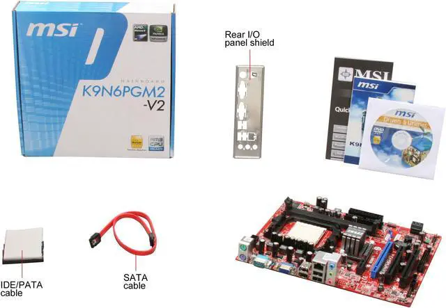 Alt view image 11 of 11 - MSI K9N6PGM2-V2 AM3/AM2+/AM2 NVIDIA GeForce 6150SE Micro ATX AMD Motherboard
