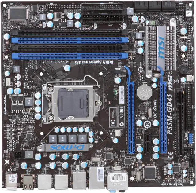 Alt view image 3 of 5 - MSI P55M-GD45 LGA 1156 Intel P55 Micro ATX Intel Motherboard
