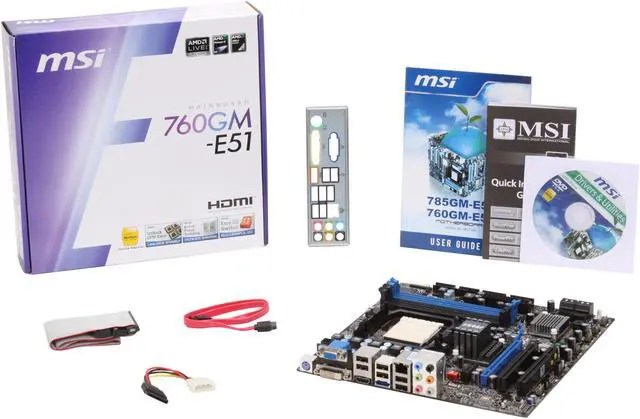 Alt view image 5 of 5 - MSI 760GM-E51 AM3 AMD 760G HDMI Micro ATX AMD Motherboard