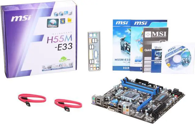 Alt view image 5 of 5 - MSI H55M-E33 LGA 1156 Intel H55 HDMI Micro ATX Intel Motherboard