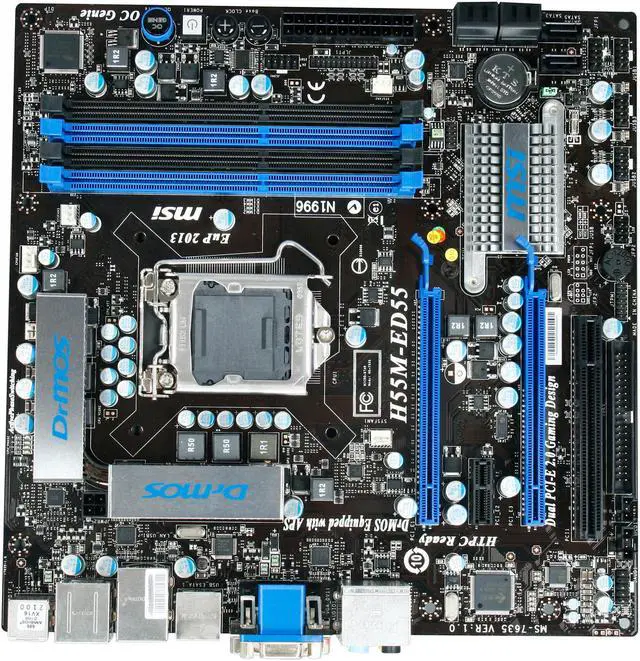 Alt view image 3 of 5 - MSI H55M-ED55 LGA 1156 Intel H55 HDMI Micro ATX Intel Motherboard