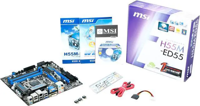 Alt view image 5 of 5 - MSI H55M-ED55 LGA 1156 Intel H55 HDMI Micro ATX Intel Motherboard
