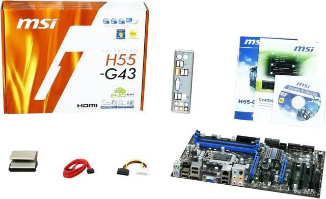 Alt view image 5 of 5 - MSI H55-G43 LGA 1156 Intel H55 HDMI ATX Intel Motherboard