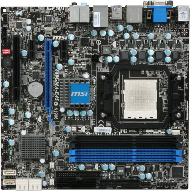 Alt view image 3 of 5 - MSI 880GMA-E45 AM3 AMD 880G USB 3.0 HDMI Micro ATX AMD Motherboard